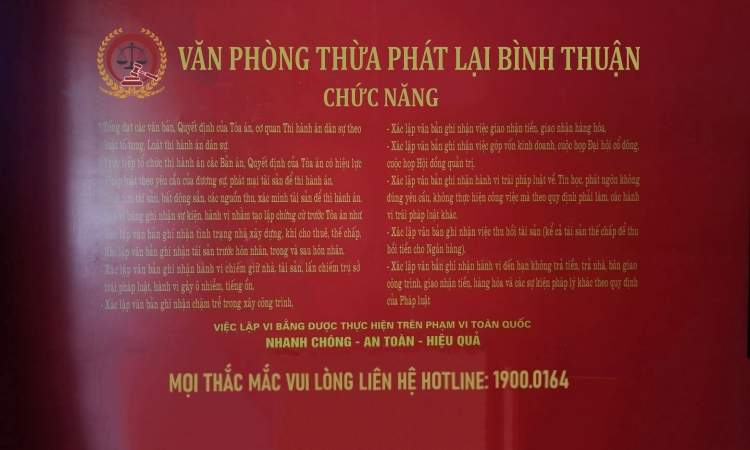 Chức năng của văn phòng thừa phát lại Bình Thuận